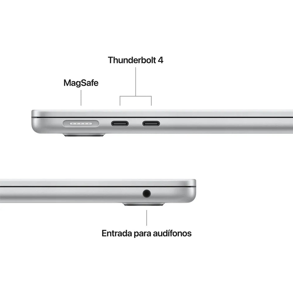 MACBOOK AIR 13 PULGADAS/CHIP M4 DE APPLE CON 10CPU Y 10GPU/16GB/512GB SSD/2 PUERTOS THUNDERBOLT 4/AD USB-C 35W/MAGIC KEYBOARD CON TOUCH ID/PLATA