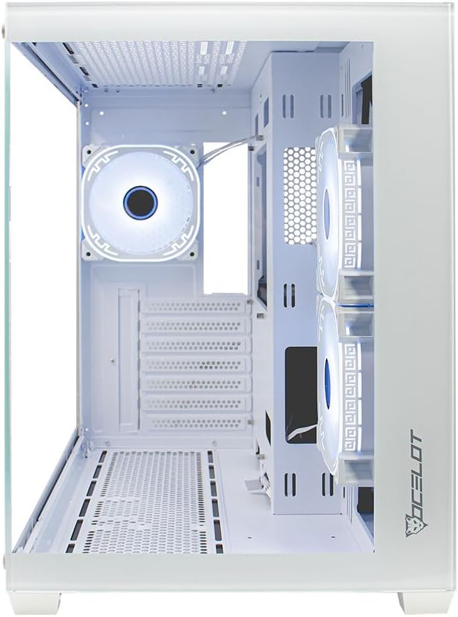 Gabinete Ocelot Gaming W-Cube 2 | Mid Tower, Cristal Templado Frontal/Lateral, 3 Ventiladores ARGB, Blanco