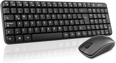 Kit de Teclado y Mouse Inalámbrico Ghia GT4000BB | Multimedia, Receptor USB Único, 2.4 GHz, Color Negro