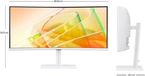 Samsung ViewFinity S6 34" Ultra-Wide | Ultra-WQHD (3440 x 1440), 100Hz, Curvo, USB-C (90W), Hub USB, LAN, Blanco