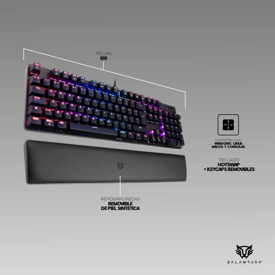 Teclado Gamer Balam Rush Dominate GKX775 | Optomecánico, RGB, 117 Teclas, Reposamuñecas, Multiplataforma
