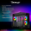 Gabinete Ocelot Gaming Glass Hunter 3 | Mini Tower, Triple Cristal Templado, Listo para MB BTF, 3 Ventiladores, Negro