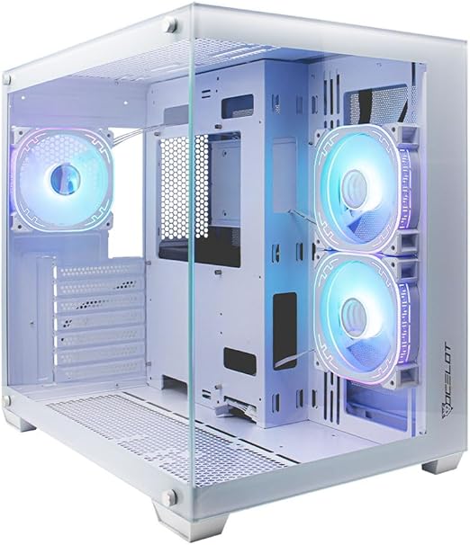 Gabinete Ocelot Gaming W-Cube 2 | Mid Tower, Cristal Templado Frontal/Lateral, 3 Ventiladores ARGB, Blanco