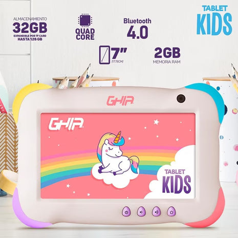 Tablet GHIA Kids 7" Violeta | Quadcore, 2GB RAM, 32GB, Android 13 Go, Wi-Fi