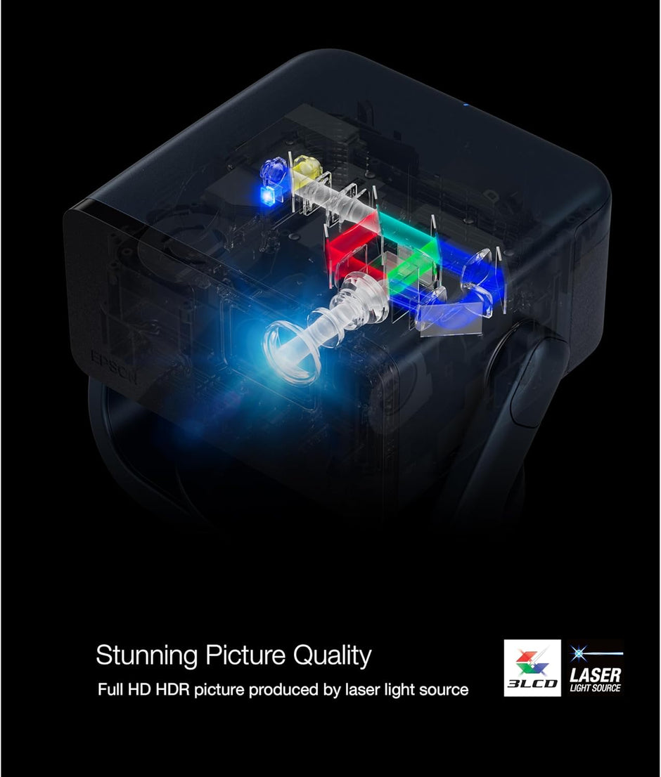 Mini Proyector Láser Epson EpiqVision EF21 | Google TV Integrado, 1000 Lúmenes, 3LCD, Wi-Fi, Bluetooth 5.0, Blanco Diamante