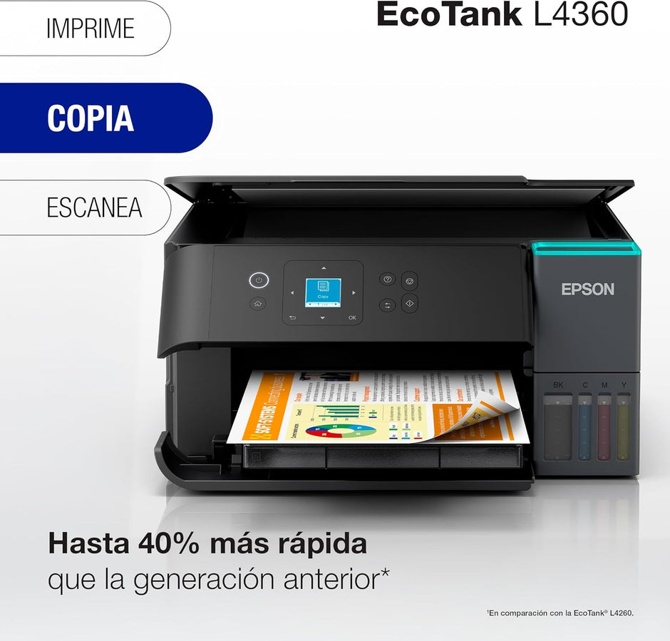 Multifuncional Epson EcoTank L4360 | Tinta Continua, Wi-Fi Direct, 15 ppm Negro / 8 ppm Color, USB