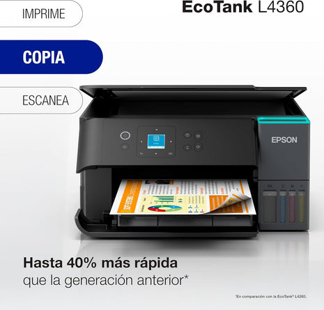 Multifuncional Epson EcoTank L4360 | Tinta Continua, Wi-Fi Direct, 15 ppm Negro / 8 ppm Color, USB