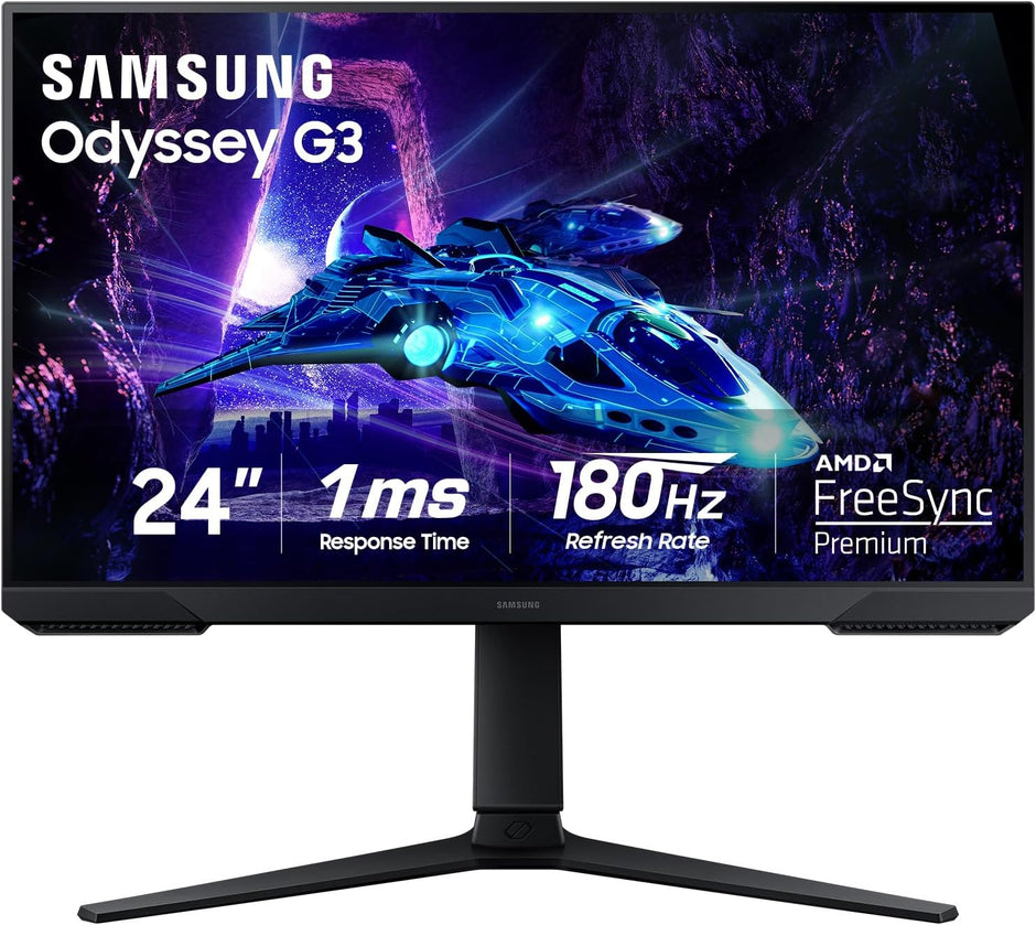 Samsung Odyssey G3 24" Gamer | FHD (1920 x 1080), 180Hz, 1ms, Panel VA, AMD FreeSync, DisplayPort, HDMI, Negro
