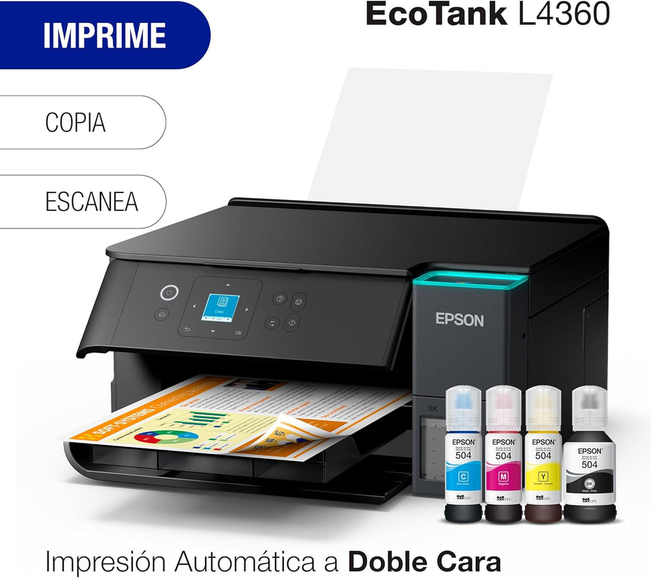 Multifuncional Epson EcoTank L4360 | Tinta Continua, Wi-Fi Direct, 15 ppm Negro / 8 ppm Color, USB