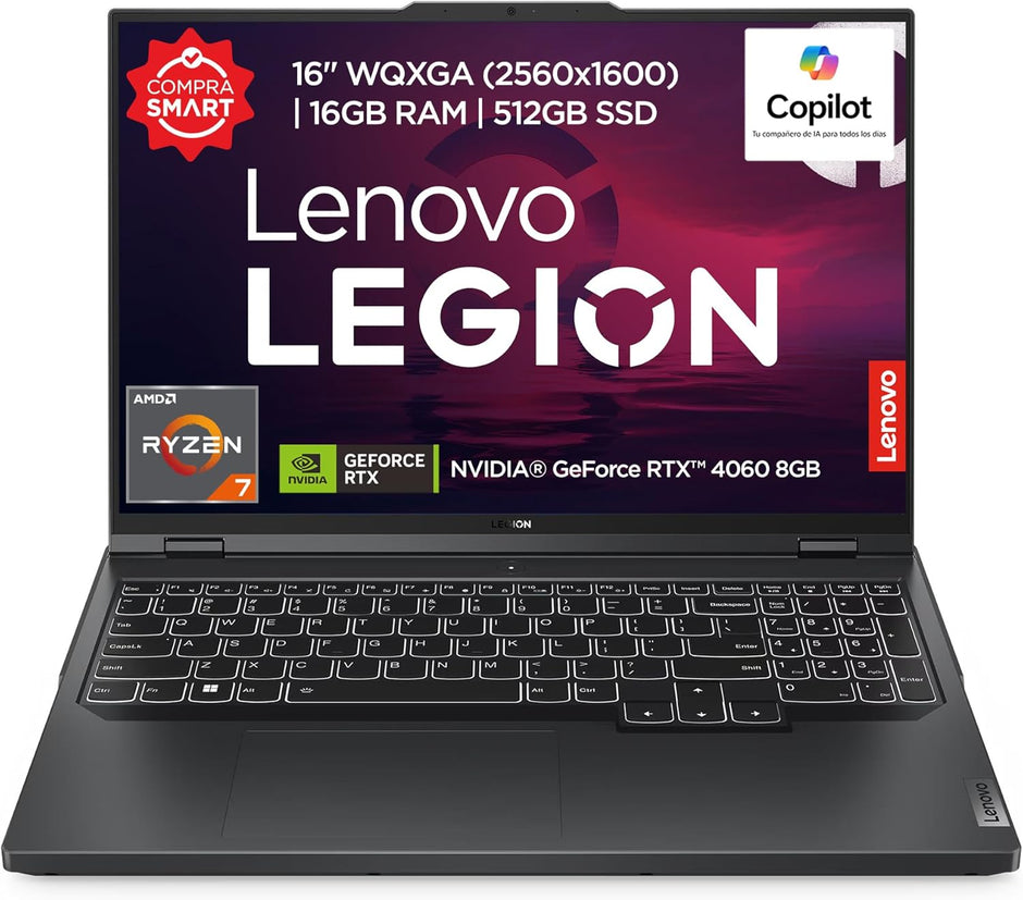 Lenovo Legion 5 Pro 16" | AMD Ryzen 7 7745HX, NVIDIA RTX 4060 8GB, 16" WQXGA 165Hz, 16GB DDR5, 512GB SSD, Onyx Grey
