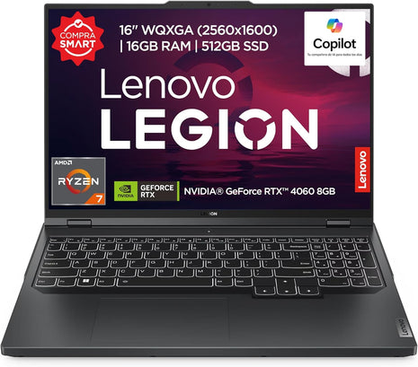 Lenovo Legion 5 Pro 16" | AMD Ryzen 7 7745HX, NVIDIA RTX 4060 8GB, 16" WQXGA 165Hz, 16GB DDR5, 512GB SSD, Onyx Grey