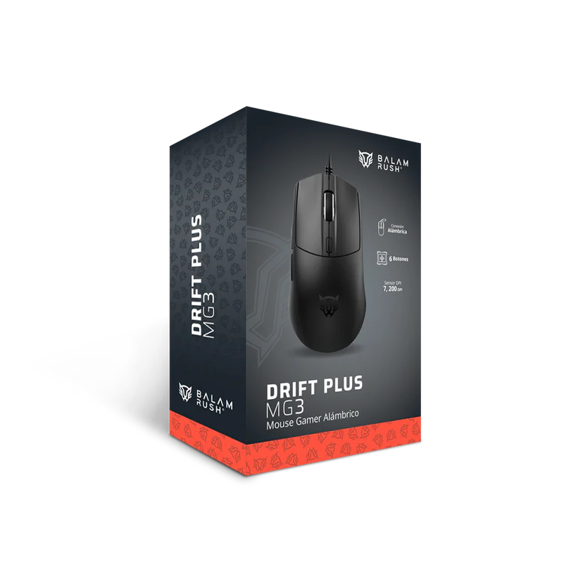 Mouse Gamer Balam Rush Drift Plus MG3 | Alámbrico USB, 7200 DPI Ajustable, 6 Botones, RGB Dinámico, Negro