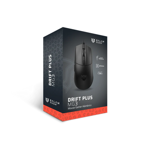 Mouse Gamer Balam Rush Drift Plus MG3 | Alámbrico USB, 7200 DPI Ajustable, 6 Botones, RGB Dinámico, Negro