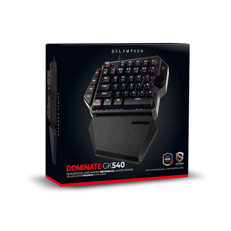 Teclado Mecánico Gamer a una Mano Balam Rush Dominate GK540 | RGB, 39 Teclas, USB, Negro