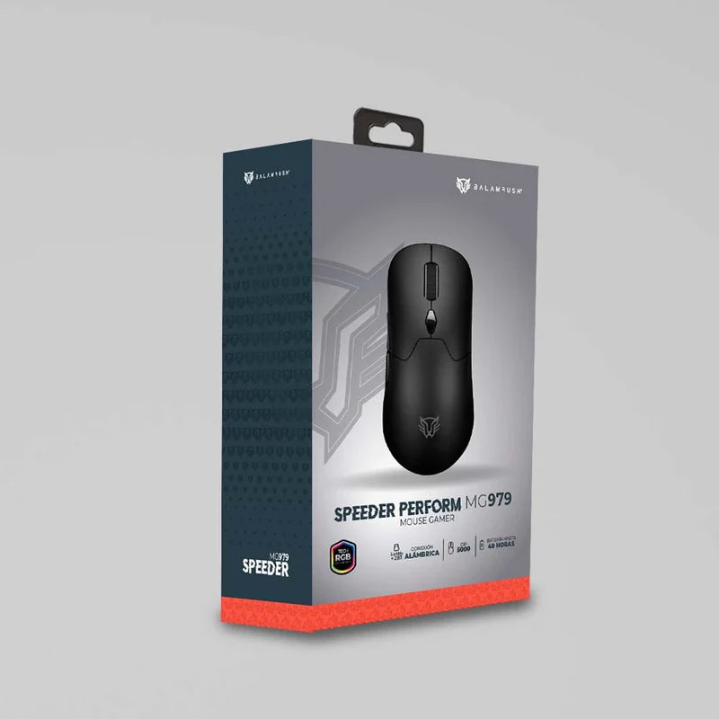 Mouse Gamer Balam Rush Speeder Perform MG979 | Triple Conexión (Bluetooth, 2.4GHz, USB), 5000 DPI, Carcasas Intercambiables, RGB, Negro