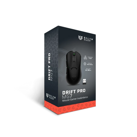 Mouse Gamer Balam Rush Drift Pro MG7 | Dual Inalámbrico y Alámbrico, 26,000 DPI, Recargable, RGB Dinámico, Negro