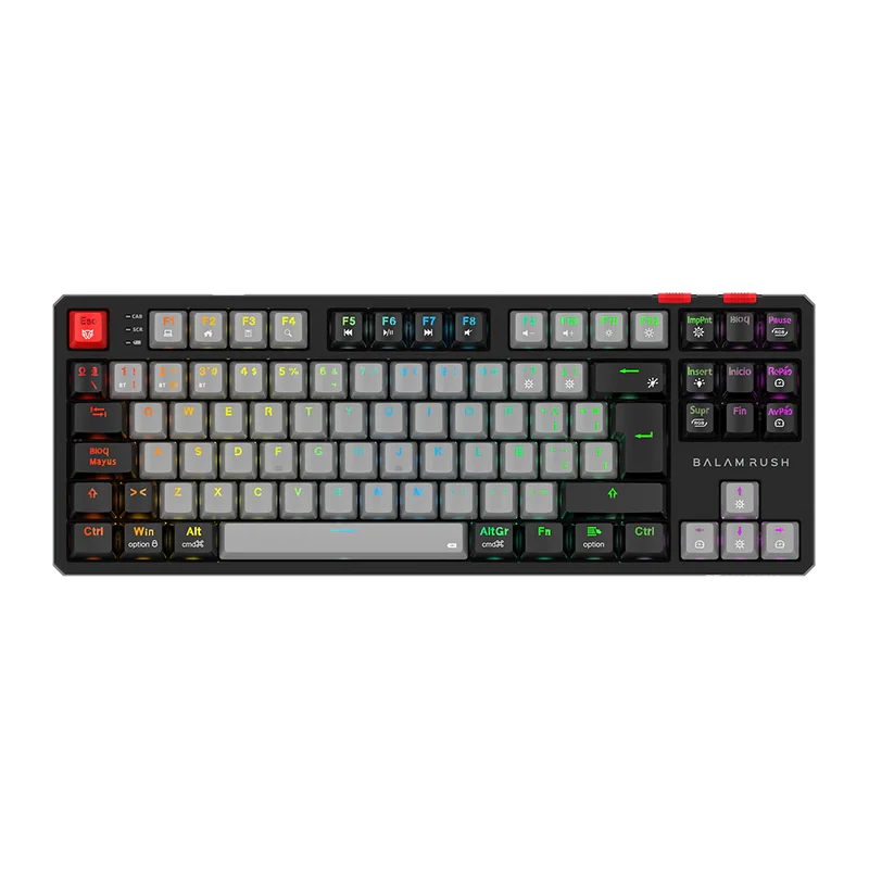 Teclado Mecánico Gamer Balam Rush Level Pro GK990 | Gris-Negro, Inalámbrico Penta-Mode, RGB, 105 Teclas, Español