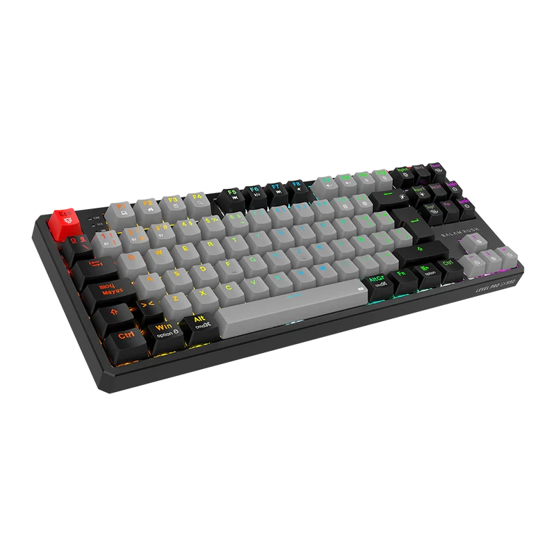 Teclado Mecánico Gamer Balam Rush Level Pro GK990 | Gris-Negro, Inalámbrico Penta-Mode, RGB, 105 Teclas, Español