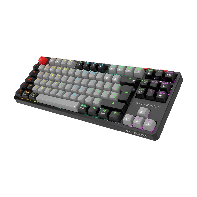 Teclado Mecánico Gamer Balam Rush Level Pro GK990 | Gris-Negro, Inalámbrico Penta-Mode, RGB, 105 Teclas, Español