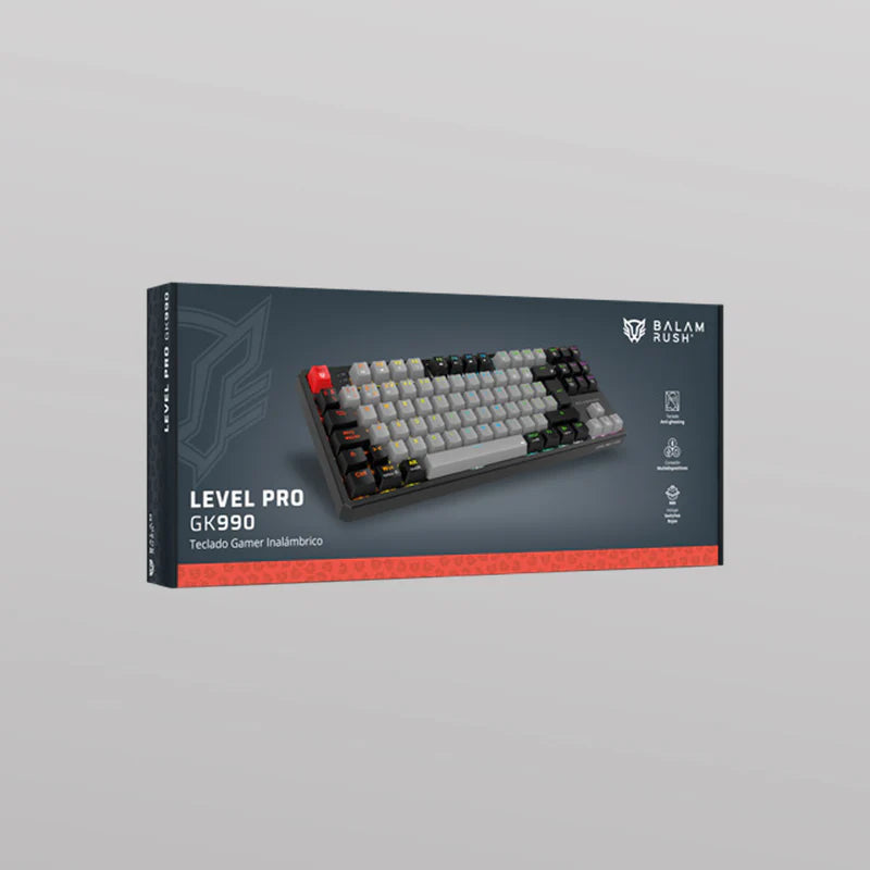 Teclado Mecánico Gamer Balam Rush Level Pro GK990 | Inalámbrico Dual (2.4GHz + BT 5.0) + USB-C, Conecta 5 Dispositivos, RGB, TKL Español