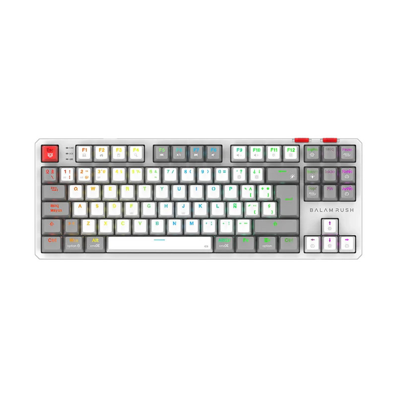 Teclado Mecánico Gamer Balam Rush Level Pro GK990 Blanco | Inalámbrico Dual (BT + 2.4GHz) + USB-C, Conecta 5 Dispositivos, RGB, TKL Español