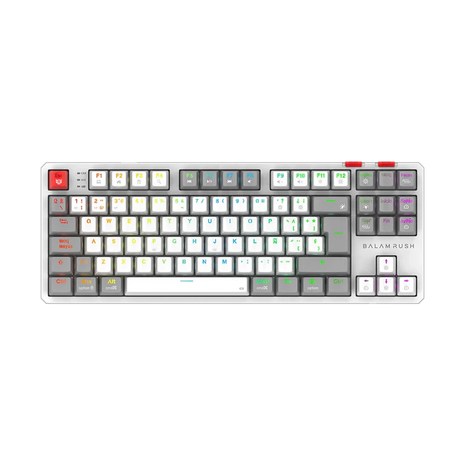 Teclado Mecánico Gamer Balam Rush Level Pro GK990 Blanco | Inalámbrico Dual (BT + 2.4GHz) + USB-C, Conecta 5 Dispositivos, RGB, TKL Español