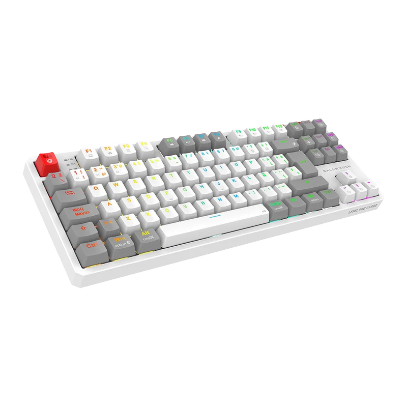 Teclado Mecánico Gamer Balam Rush Level Pro GK990 Blanco | Inalámbrico Dual (BT + 2.4GHz) + USB-C, Conecta 5 Dispositivos, RGB, TKL Español