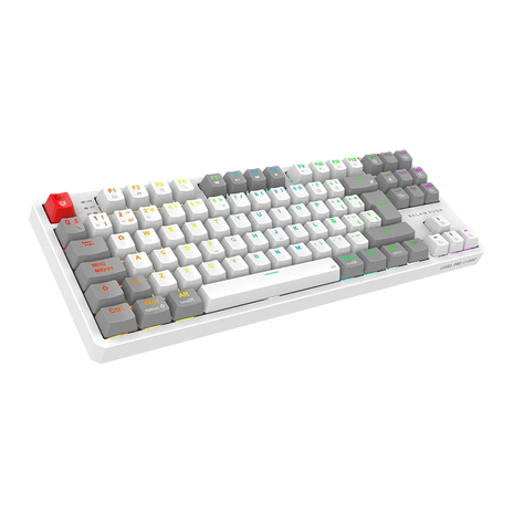 Teclado Mecánico Gamer Balam Rush Level Pro GK990 Blanco | Inalámbrico Dual (BT + 2.4GHz) + USB-C, Conecta 5 Dispositivos, RGB, TKL Español