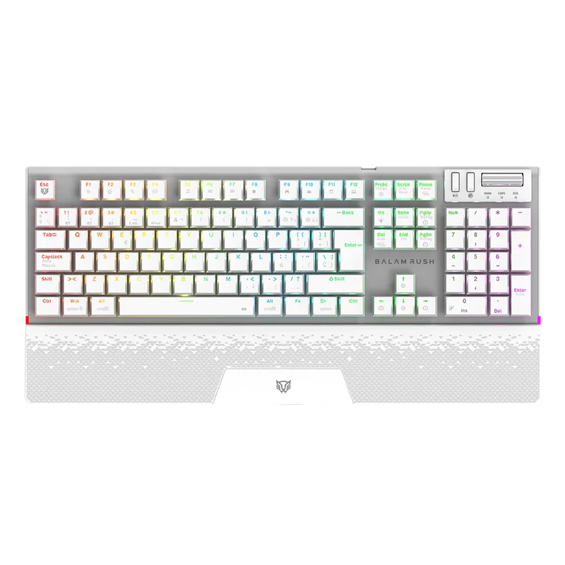 Teclado Mecánico Gamer Balam Rush Dominate Expert GK979I | Blanco, Inalámbrico Dual (BT + 2.4GHz), RGB, 105 Teclas, Español