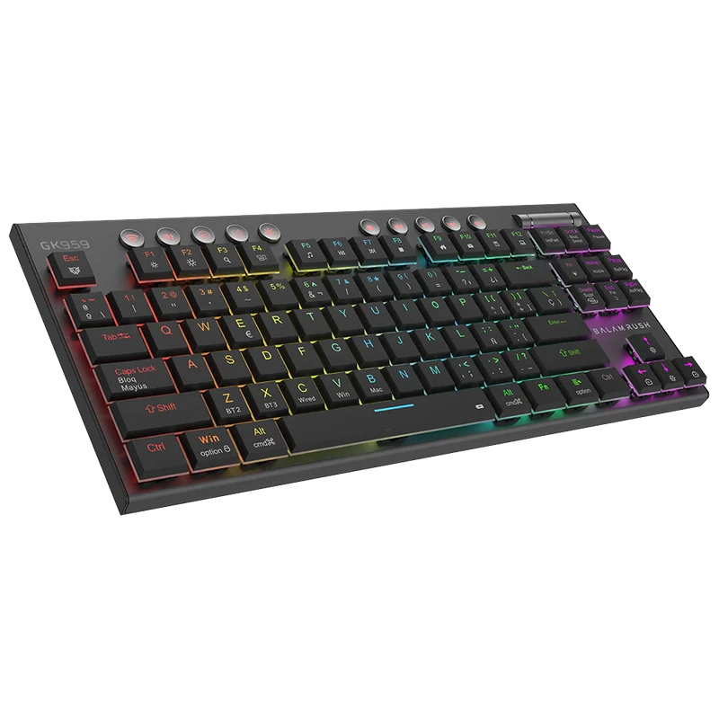 Teclado Mecánico Gamer Balam Rush Dominate Expert GK959 | Inalámbrico Dual (2.4GHz + BT 5.0), RGB, TKL 87 Teclas, Español, Negro