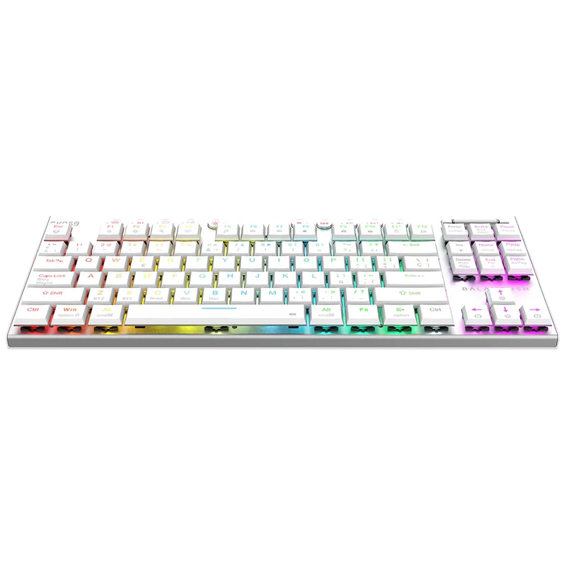 Teclado Mecánico Gamer Balam Rush Dominate Expert GK959 Blanco | Inalámbrico Dual (2.4GHz + BT 5.0), RGB, TKL 87 Teclas, Español