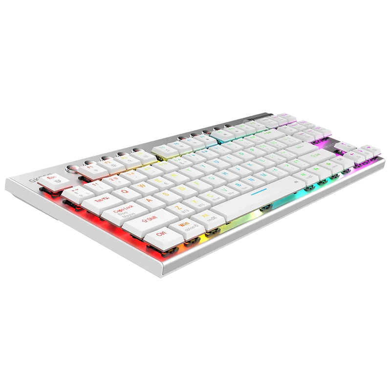 Teclado Mecánico Gamer Balam Rush Dominate Expert GK959 Blanco | Inalámbrico Dual (2.4GHz + BT 5.0), RGB, TKL 87 Teclas, Español