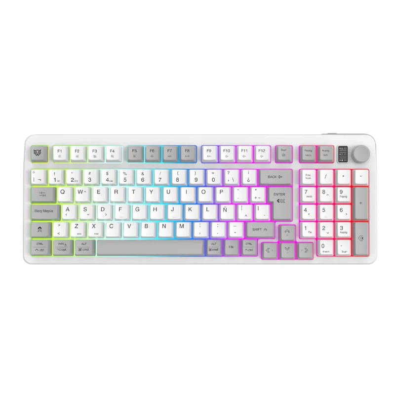 Kit Gamer Inalámbrico Balam Rush Squad Conquest Pro KG525 | Blanco, Teclado 97 Teclas + Mouse 7200 DPI, RGB, Dual (BT + 2.4GHz)