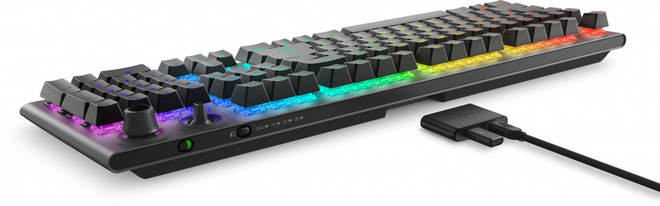 Teclado Mecánico Gaming Alienware AW920K | Tri-Mode (Inalámbrico, BT, USB), RGB AlienFX, Switches Cherry MX Red