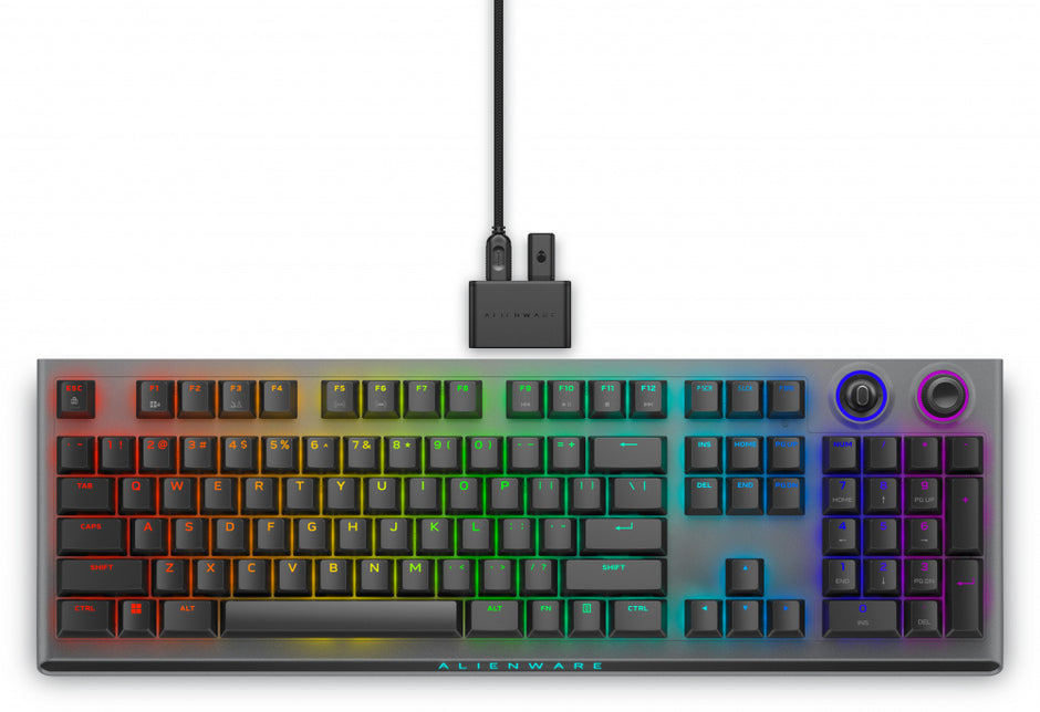 Teclado Mecánico Gaming Alienware AW920K | Tri-Mode (Inalámbrico, BT, USB), RGB AlienFX, Switches Cherry MX Red