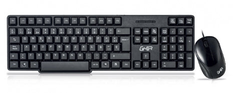 Kit de Teclado y Mouse Alámbrico Ghia | Ergonómico, Multimedia, Conexión USB, Color Negro