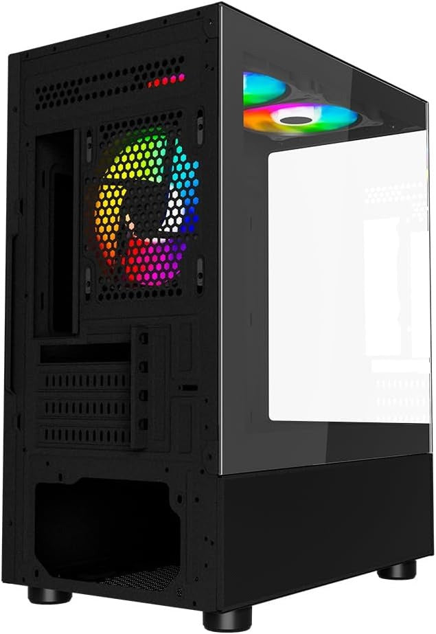 Gabinete Ocelot Gaming Glass EN6 | Mini Tower, Cristal Templado Frontal/Lateral, 3 Ventiladores, Negro