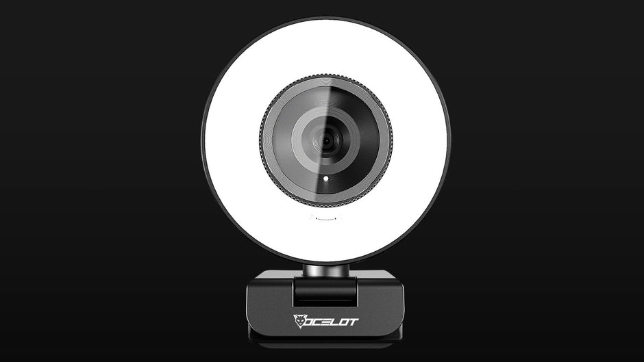 Webcam Ocelot Gaming Iris-W1 | Full HD 1080p, 60FPS, Aro de Luz Integrado (3 Tonos), USB, Color Negro
