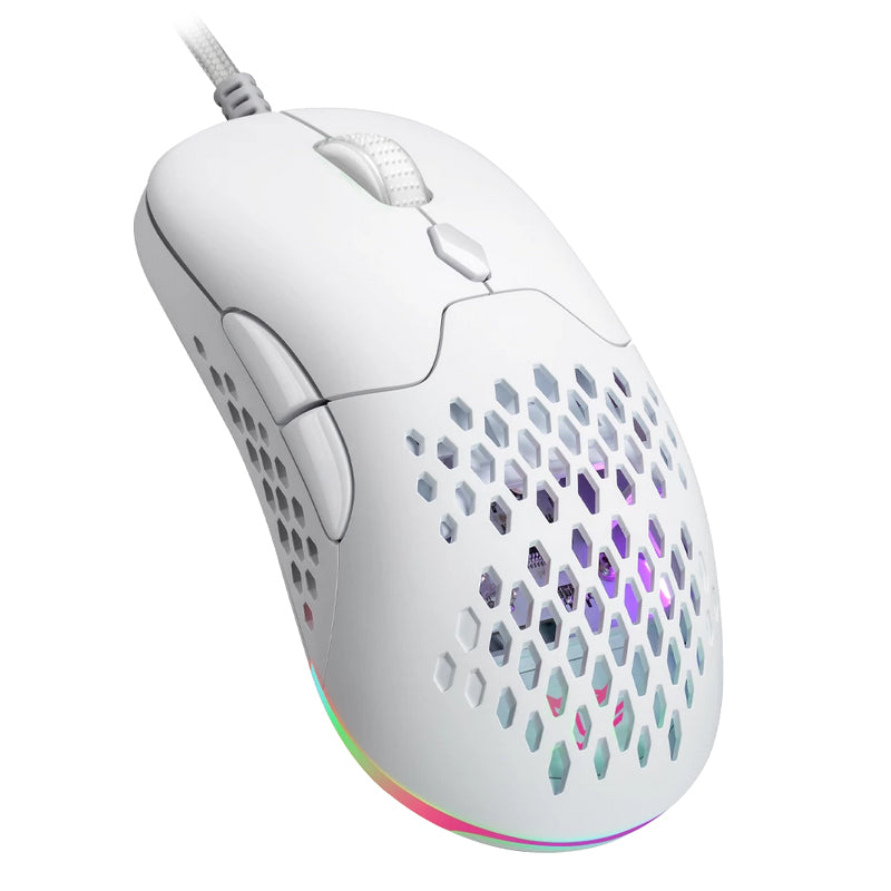 Mouse Gamer Balam Rush Speeder Perform MG979 | Triple Conexión, 5000 DPI, Carcasas Intercambiables, RGB, Blanco